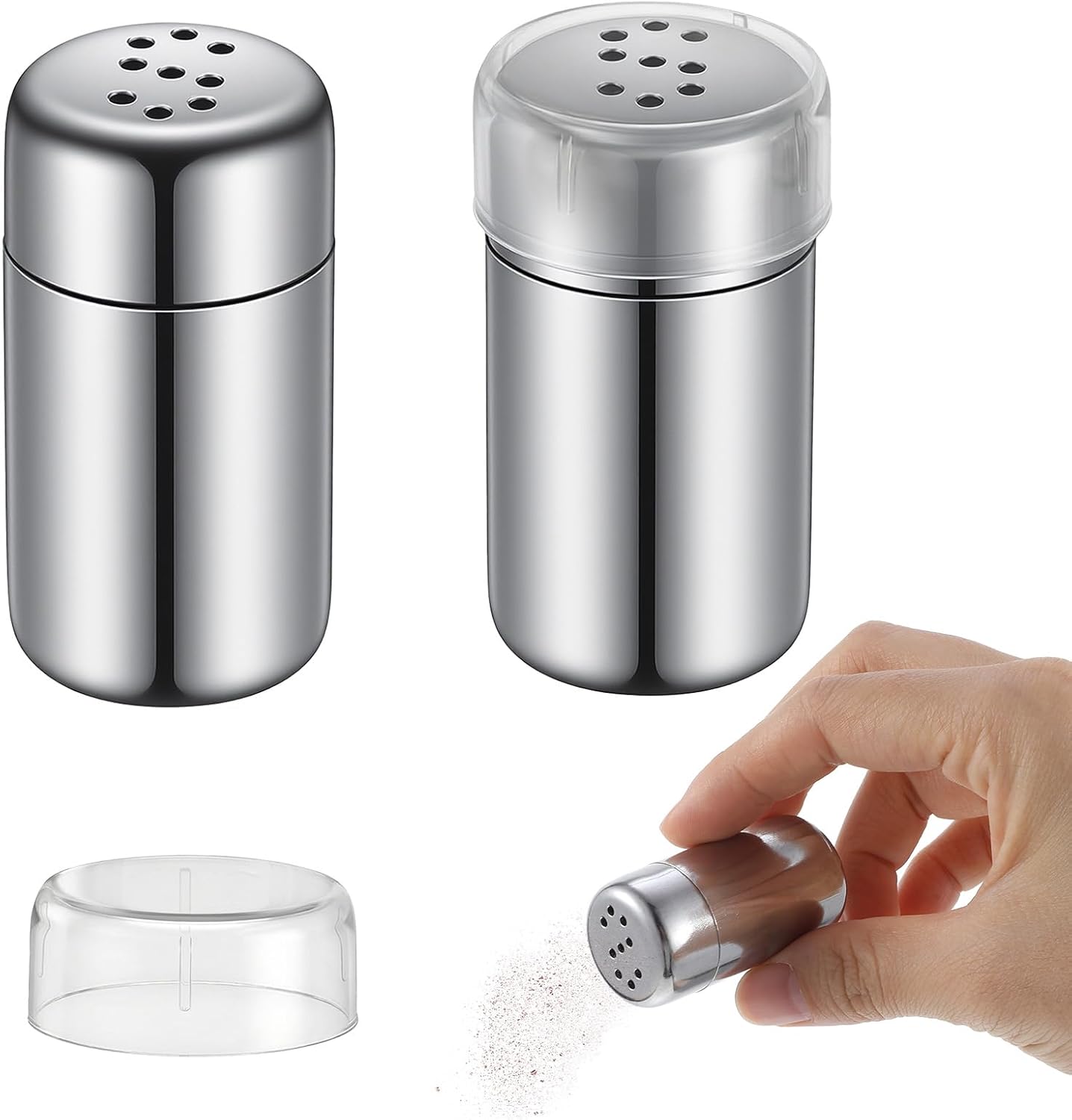 2 Saleros Acero Inox Viaje Con Tapa A Prueba De Fugas