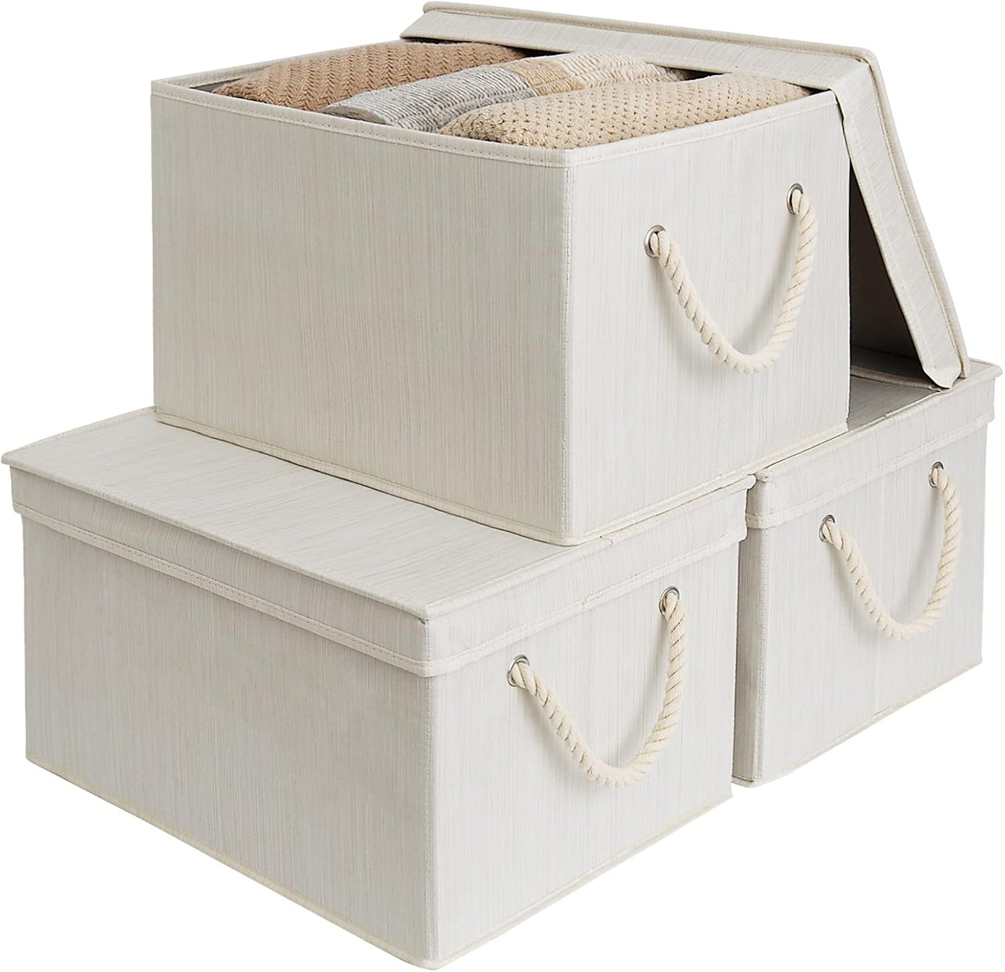 Cajas almacenamiento decorativas con asas cuerda 3 pzas