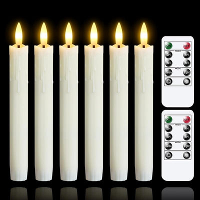 6 Pzas Velas LED sin Llama Control Remoto 7.5pulg Marfil