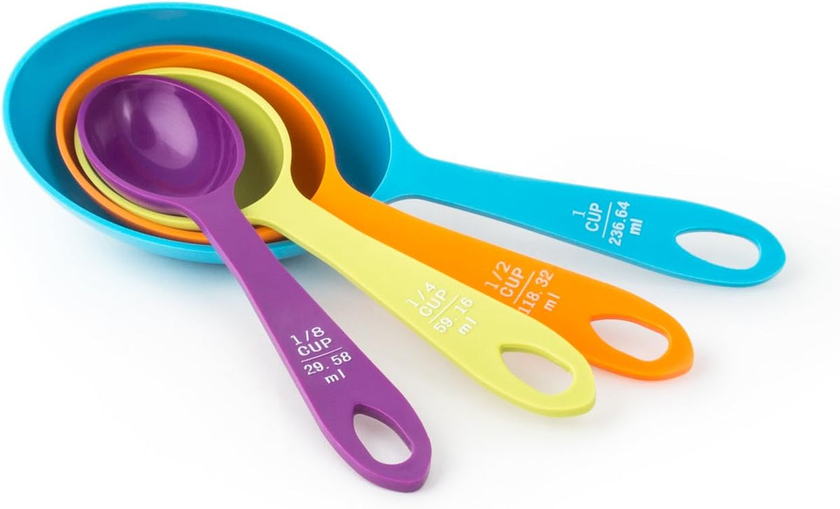 Juego 4 tazas medidoras 1/8 a 1 taza multicolor