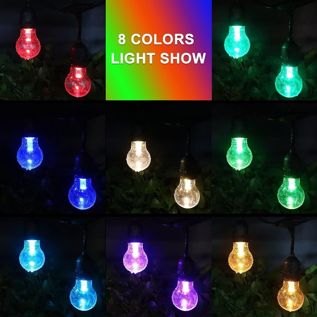 Tira luces RGB 48ft exteriores control remoto bombillas E26