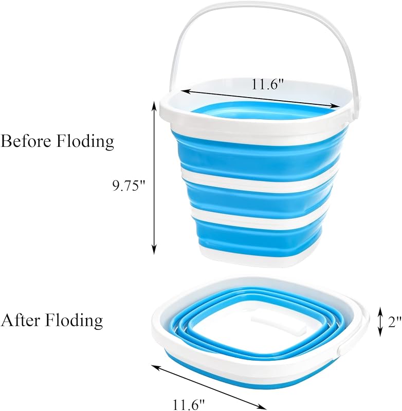 2 Cubos Plástico Plegables 2.6gal para Senderismo Campamento