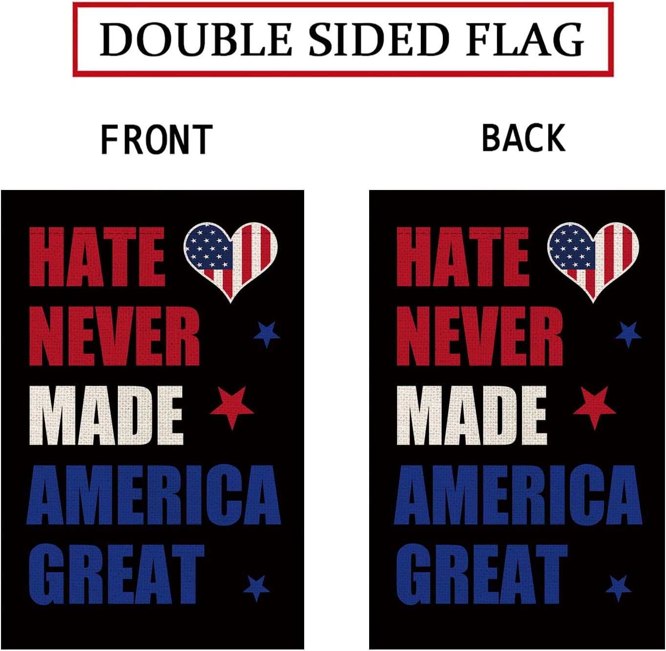 Bandera jardín Hate Never Hate America 12.5x18"