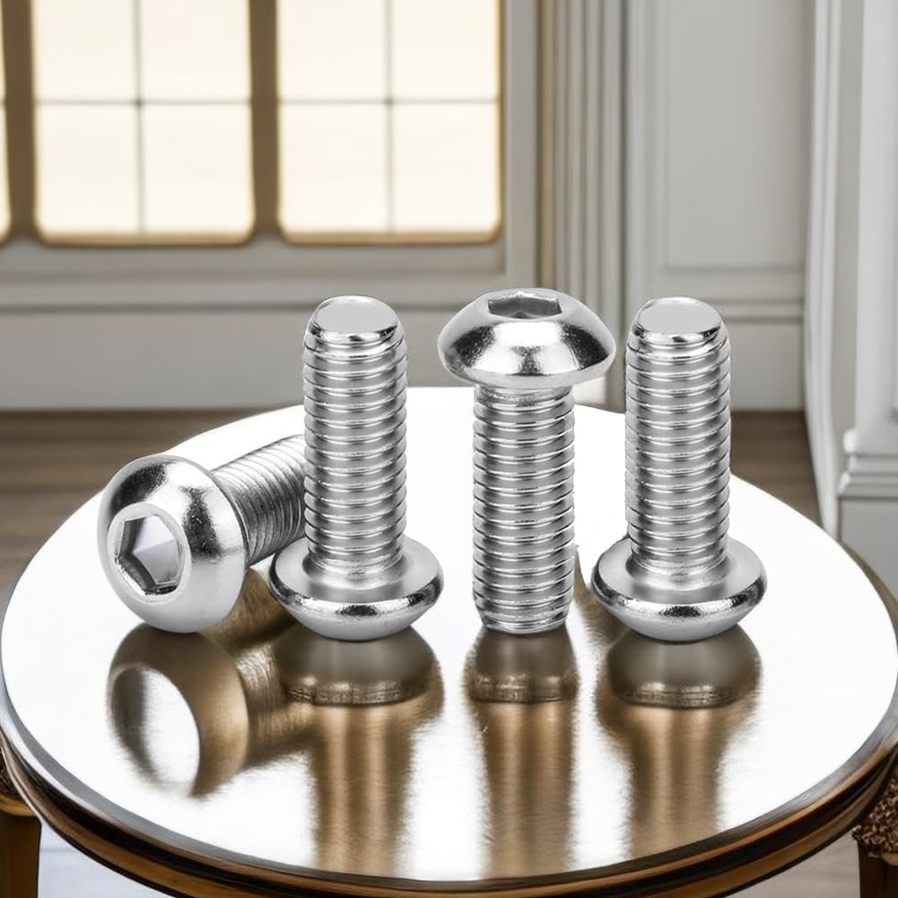 Tornillos cabeza botón M6 acero inox rosca completa plata