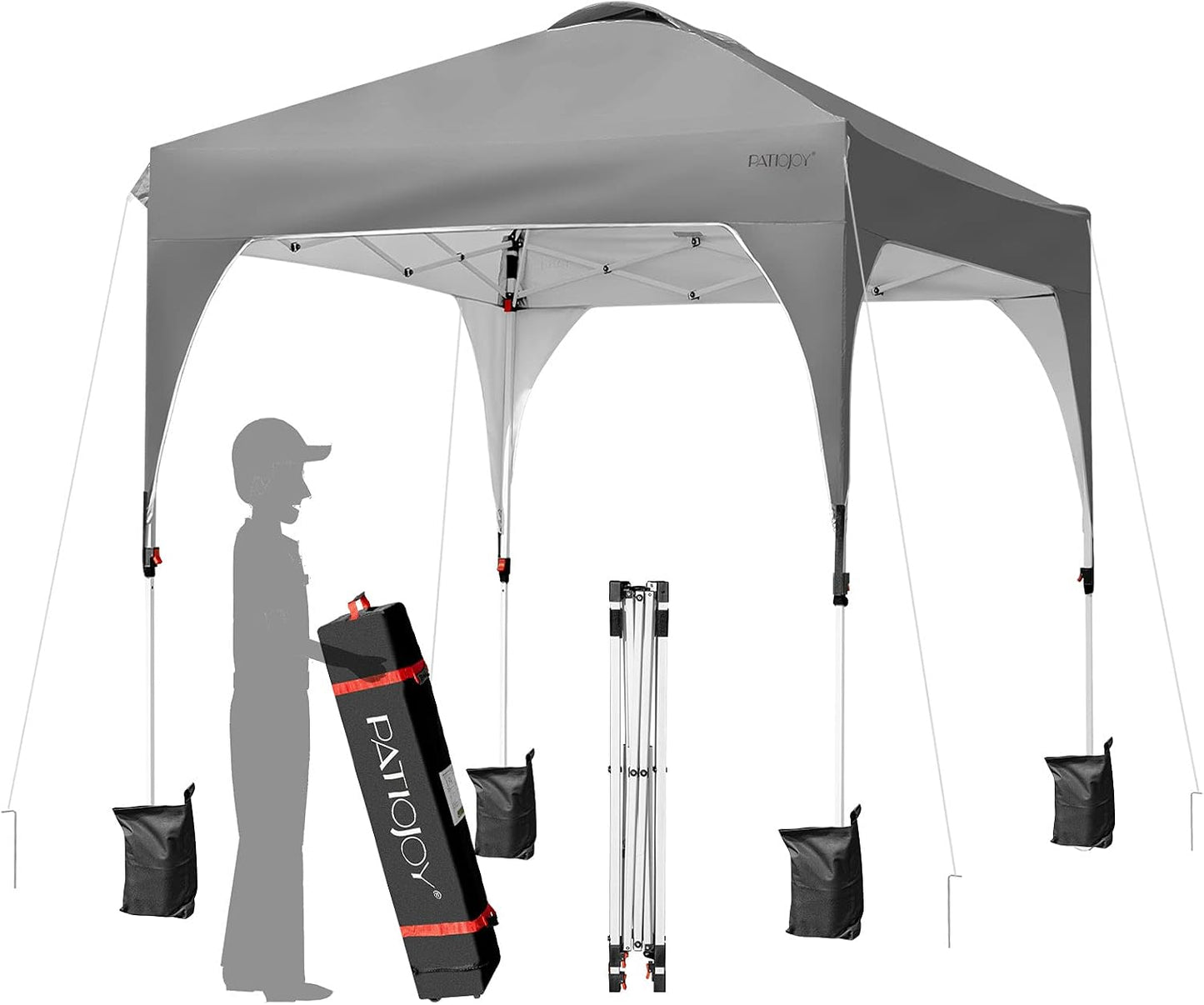 Tienda campaña desplegable 6.6x6.6pies toldo ajustable gris