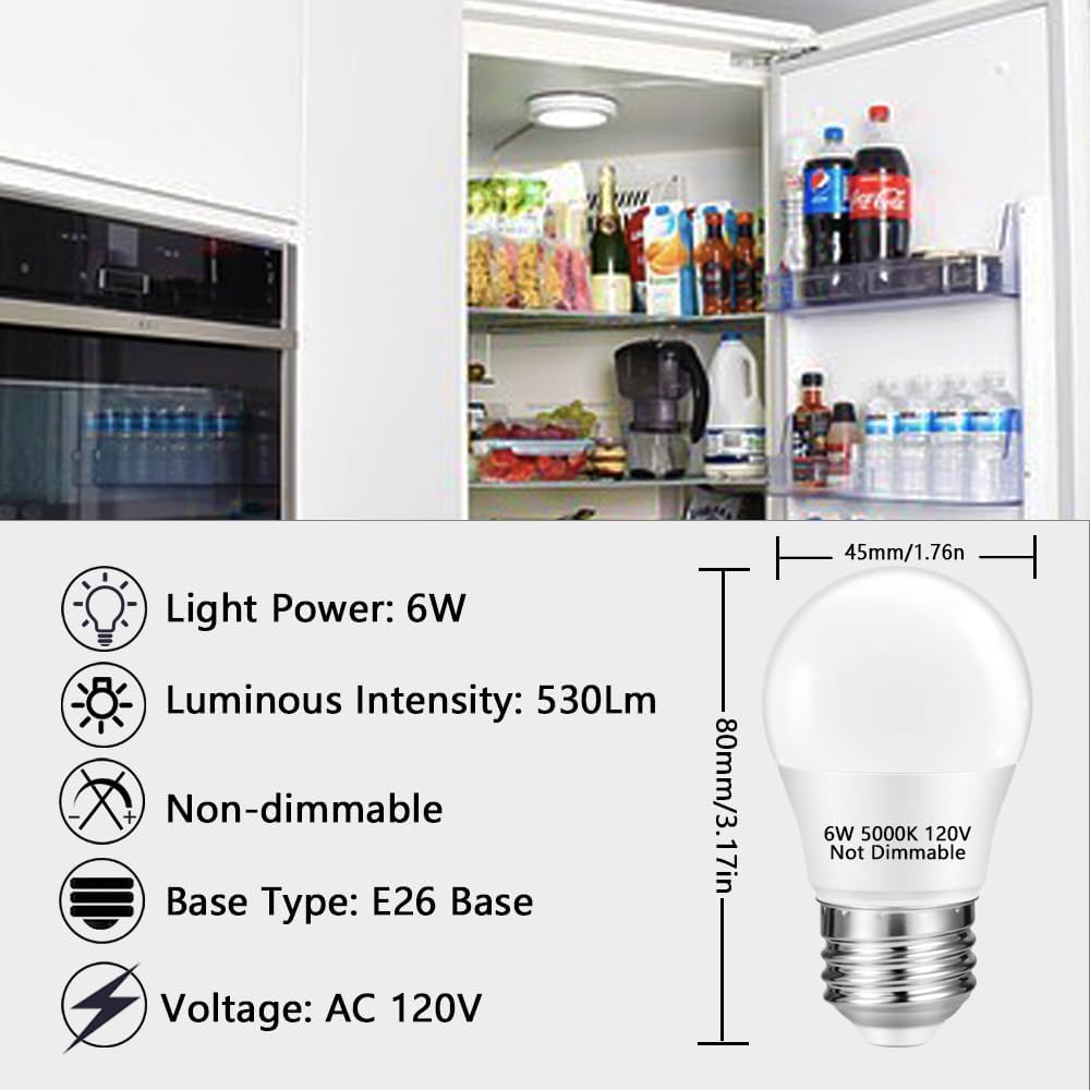 6 Bombillas LED A15 6W 120V Base E26 Luz Blanca Día