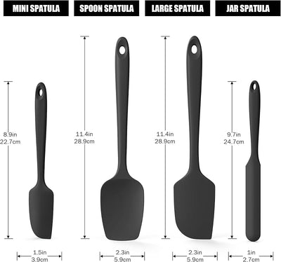 Set 4 Espátulas Silicón Resistentes Calor 600°F Cocina