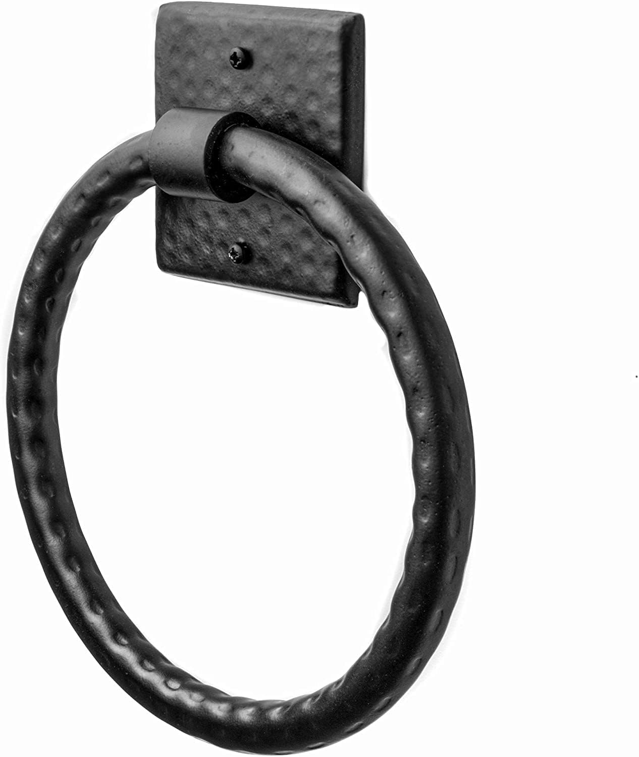 Toallero baño redondo 7pulg negro mate colgador anillo