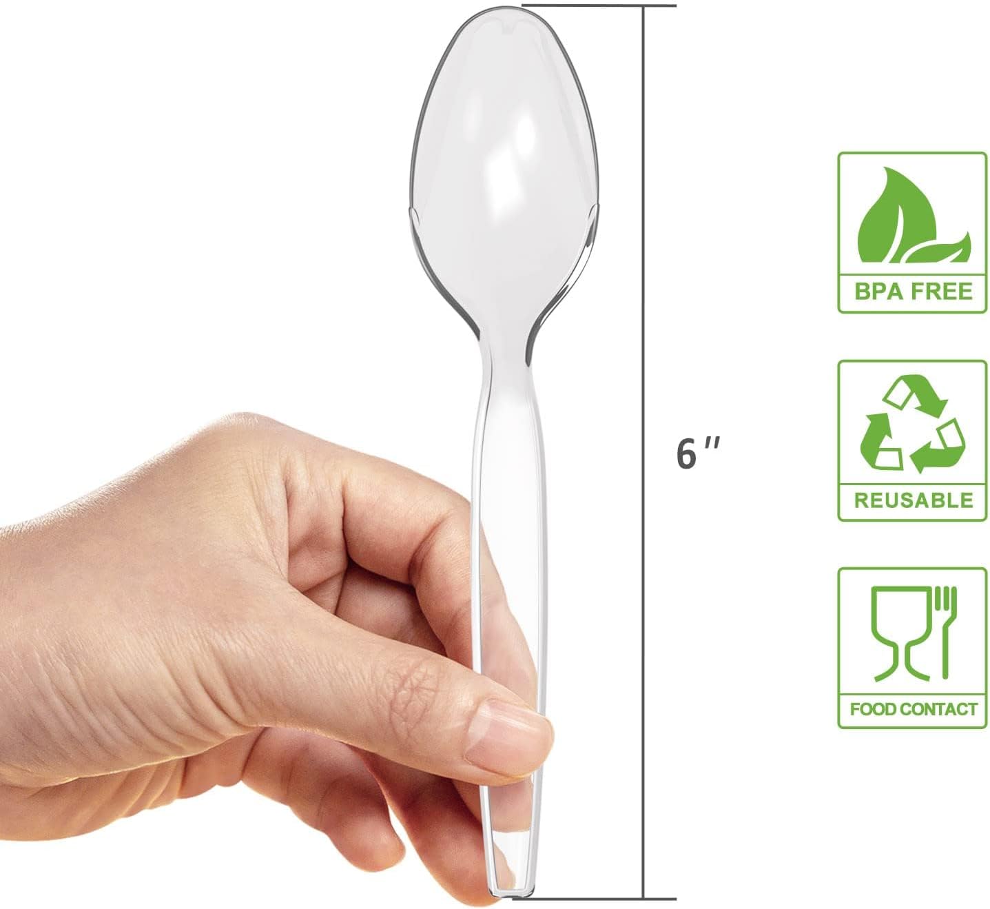 Cucharas plástico pesadas transparentes 100 Uds
