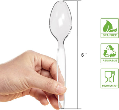 Cucharas plástico pesadas transparentes 100 Uds