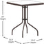 Mesa auxiliar cuadrada 23.5pulg metal vidrio bronce