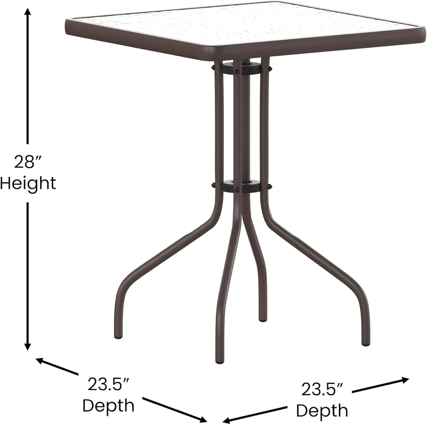Mesa auxiliar cuadrada 23.5pulg metal vidrio bronce