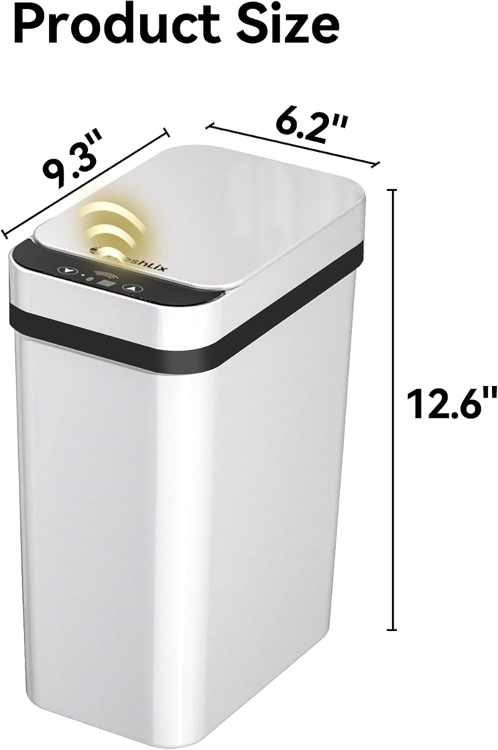 3 Cubos Basura Baño 2.6gal Sensor Movimiento Tapa