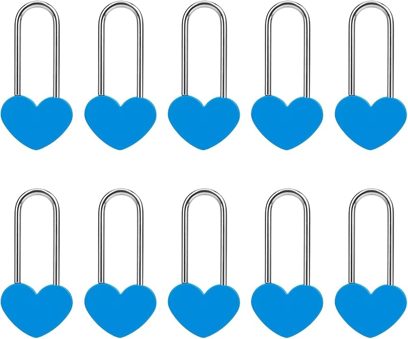 10 Candados Corazón Aluminio Azul para Parejas Regalo