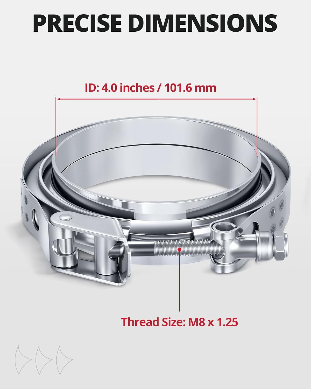 Abrazadera banda V 4" brida acero suave 2 Pzas