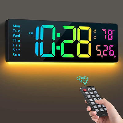 Reloj pared digital 16pulg RGB con luces nocturnas