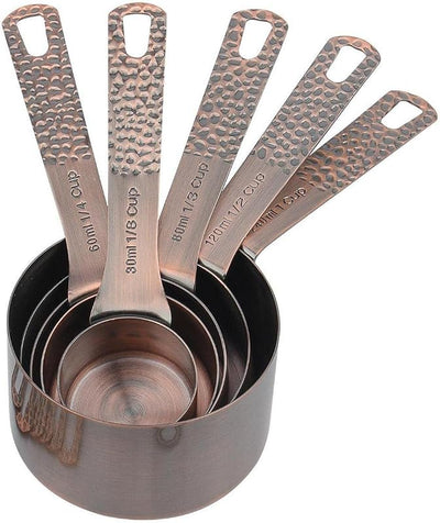 Set 5 Tazas Medidoras Cobre y Acero Inox para Cocina