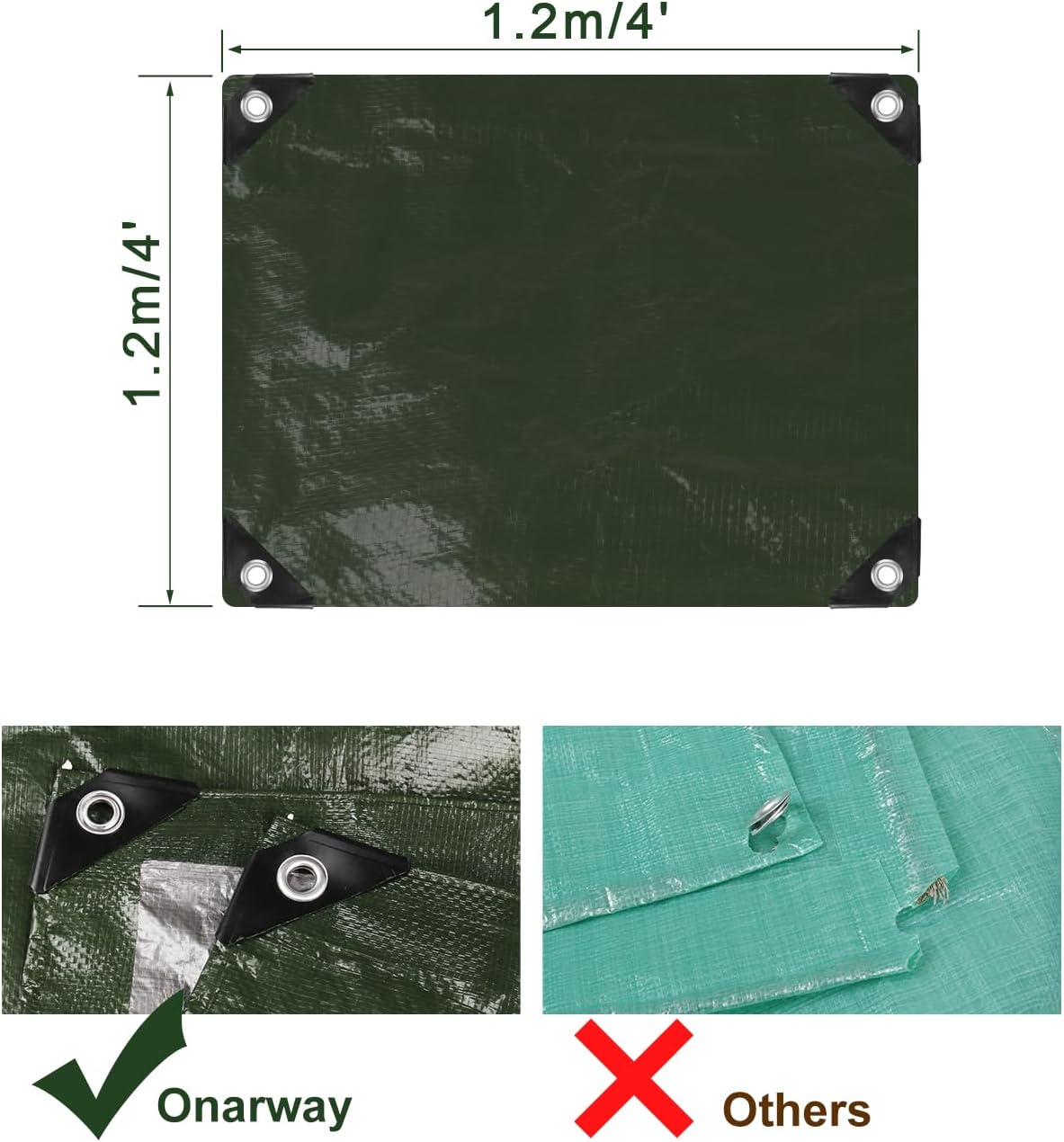 Lonas impermeables polietileno 4x4ft 0.236" 2 pack anti-UV