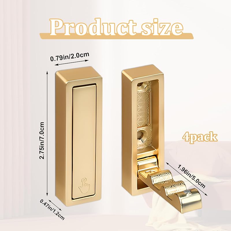 4 Ganchos Plegables Dorados para Perchero Pared