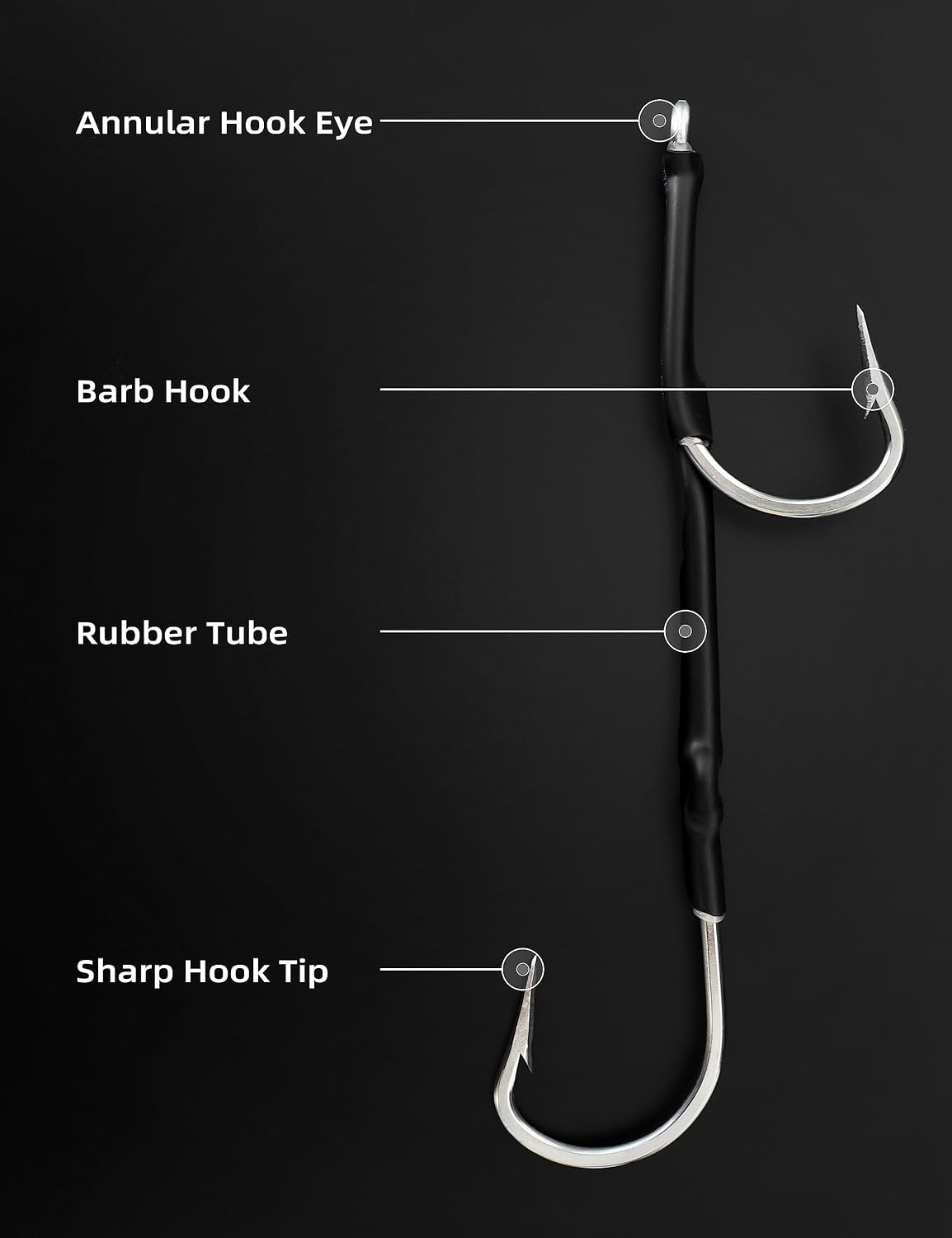 Doble Aparejo SS Acero Inox Ganchos Pesca Salada con Tubo Goma