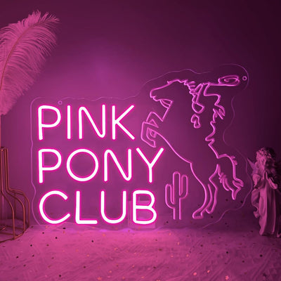 Letrero neón rosa pony club luces led para dormitorio