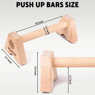 Barras empuje madera goma para calistenia kit completo