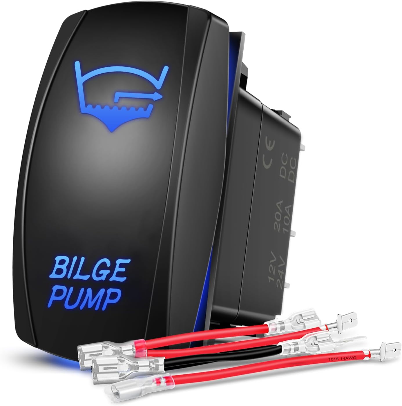Bomba sentina interruptor LED 5 pines 20A/12V azul para barco yate