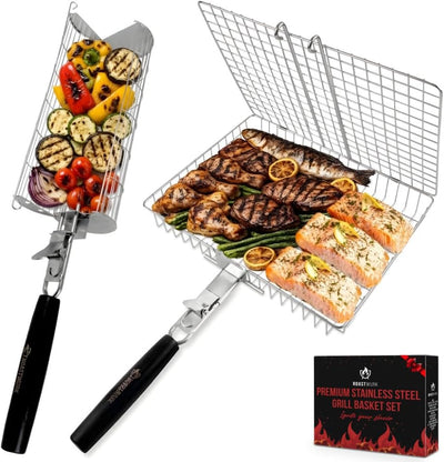 Juego cestas barbacoa acero inox 304 para carne pescado