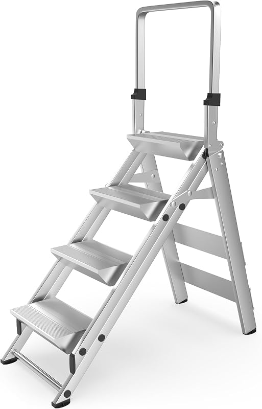 Escalera 4 escalones aluminio plegable antiderrap