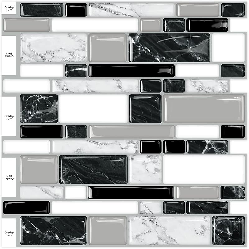 10 Hojas Adhesivos Mármol 12x12" para Pared Cocina Baño
