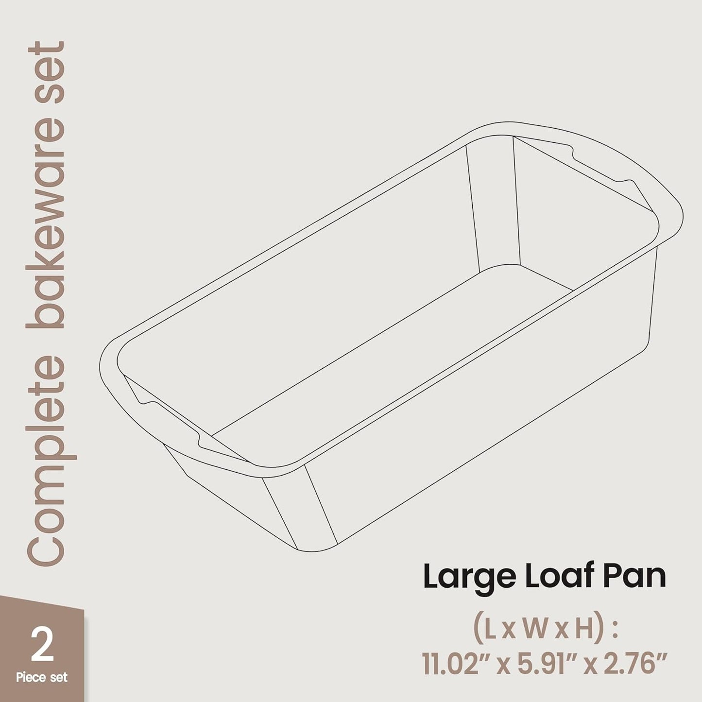 Set 2 Moldes Antiadherentes Pan 10.2x11pulg Resistentes Manchas