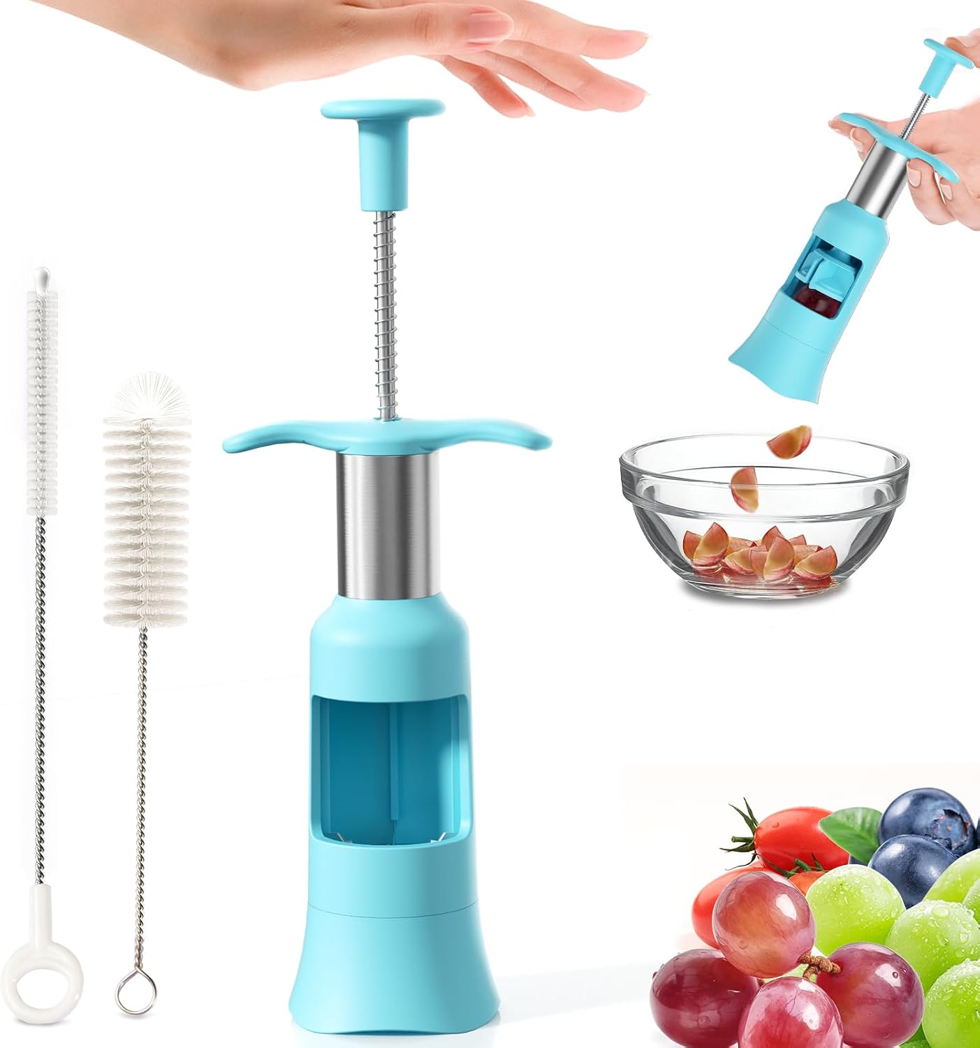 Rebanador uva ensalada 4 pzas 2 modos azul