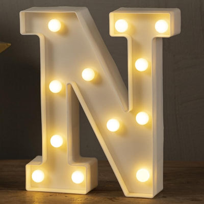 Letras LED con luces N 0-9 8.57pulg blanco cálido