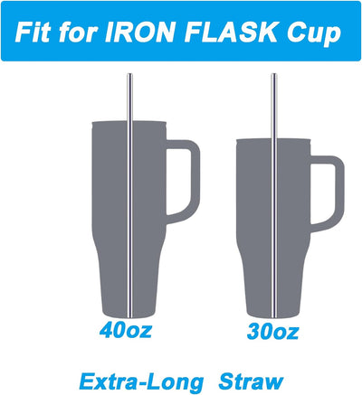 Pajitas de metal reutilizables compatibles con vaso IRON FLASK 30-40 oz, 4 piezas