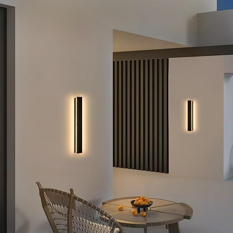 2 Pack Luces Pared Exterior IP65 LED Negro 24"