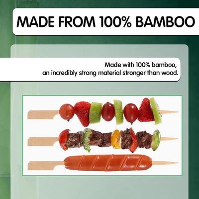 300 Pzas Pinchos Bambú Plano Ancho para BBQ y Aperitivos