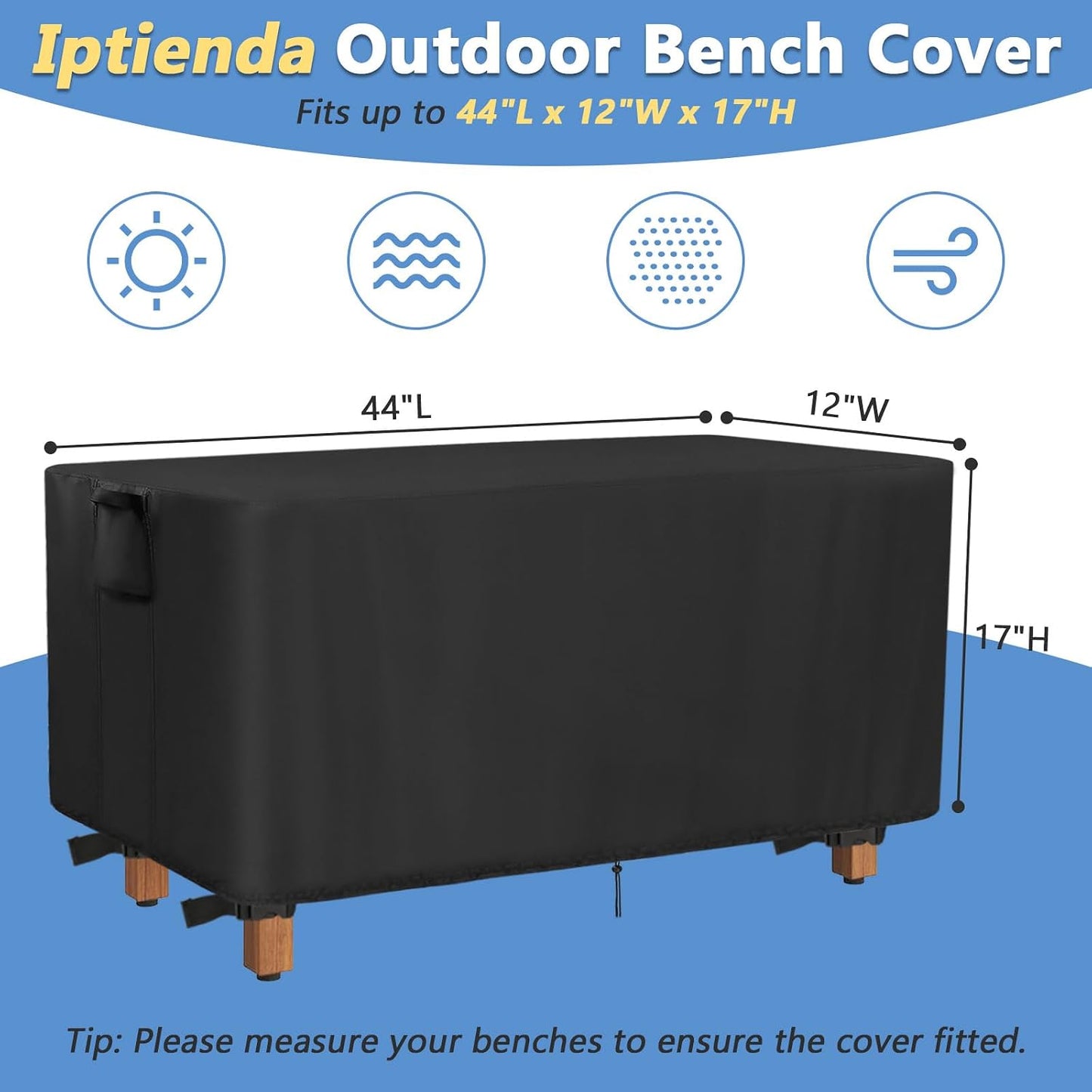 Funda exterior banco mesa Tangkula 44" impermeable negro