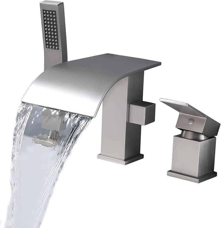 Grifo bañera tipo cascada con ducha de mano y rociador