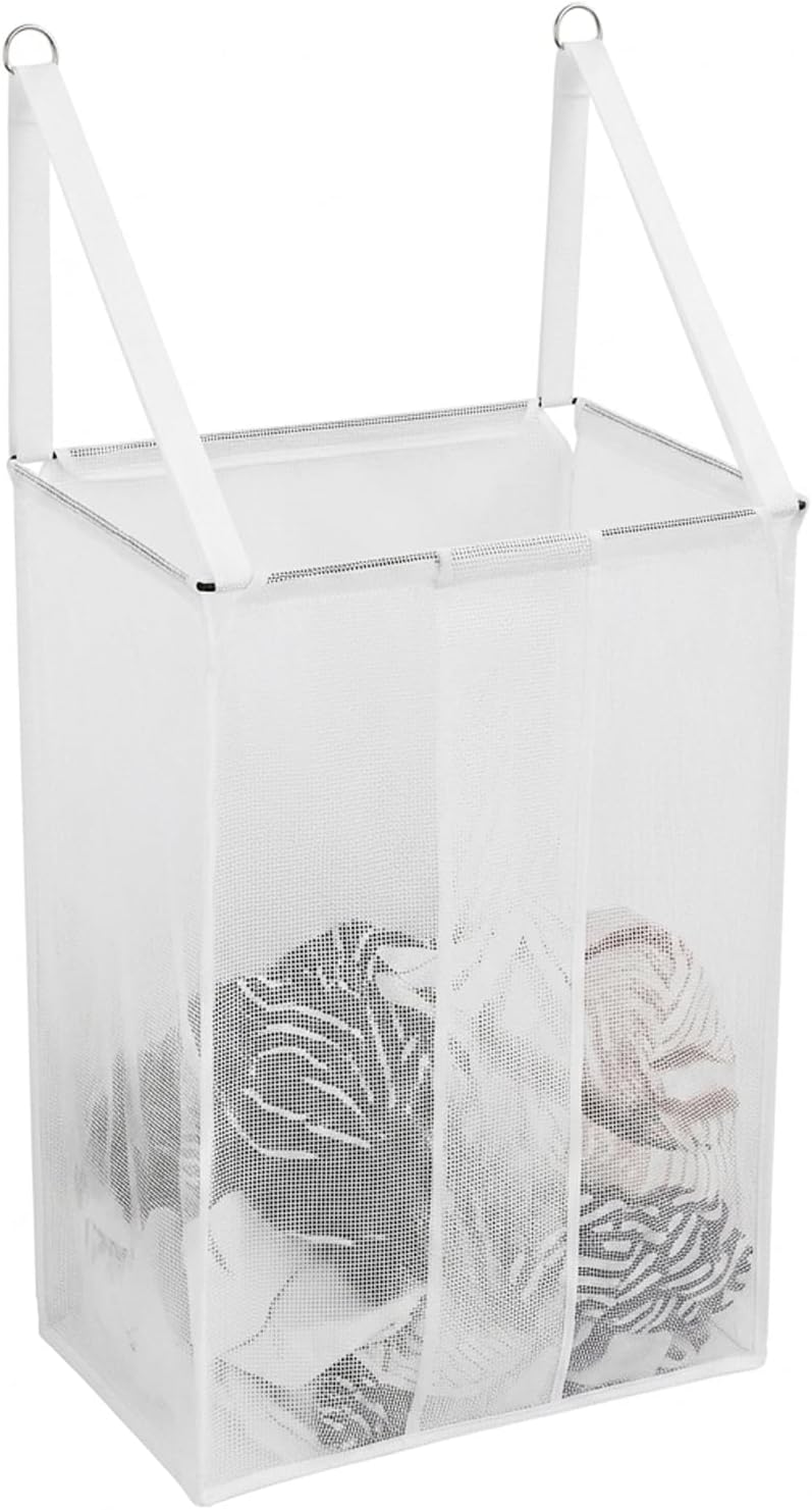 Cesta malla soporte metal blanco para colgar