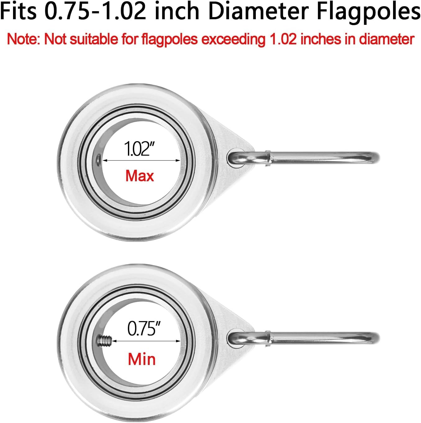 Anillos poste bandera aluminio giratorios 360° 0.75-1.02pulg
