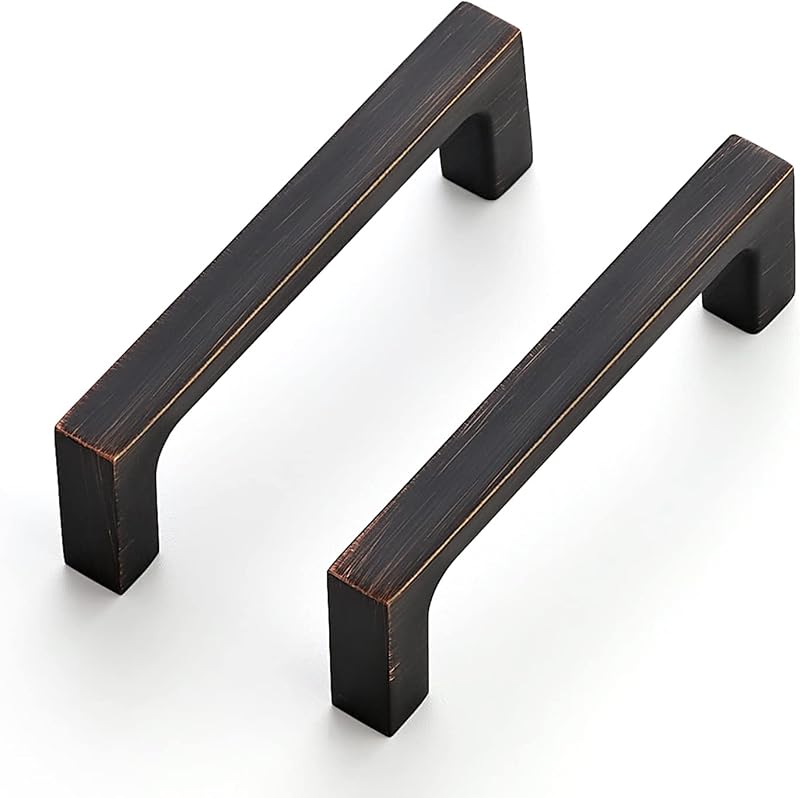 25 Manijas Cuadradas 3" para Gabinetes Bronce Aceitado