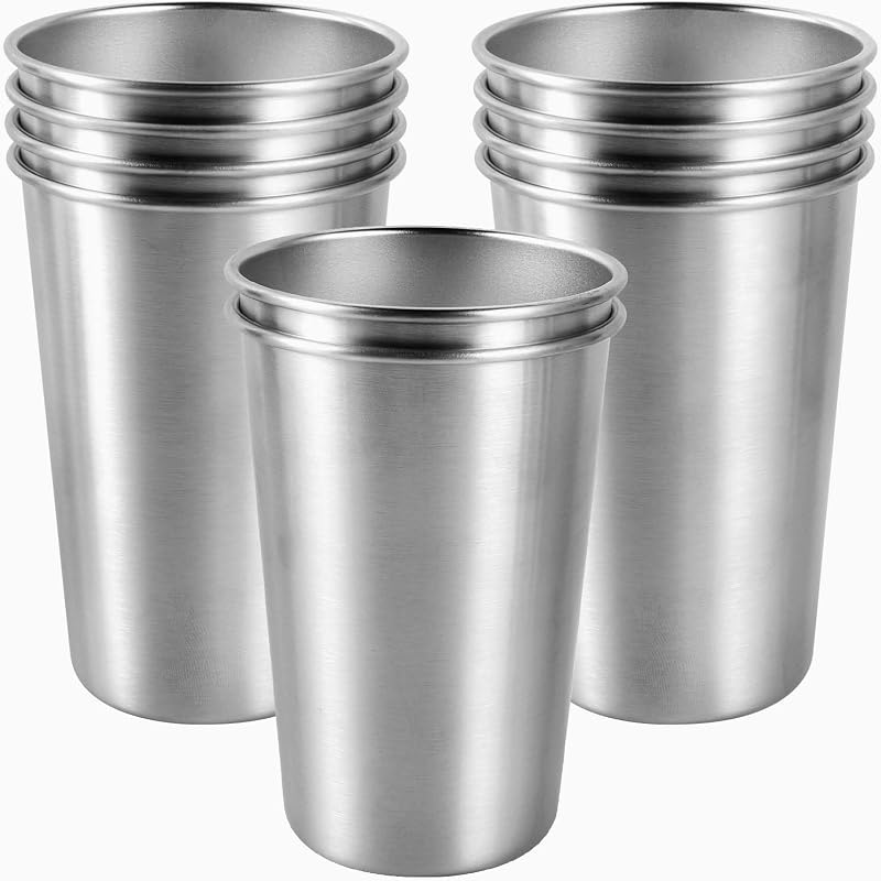 Set 10 Vases Acero Inox 16oz Irrompibles para Bar Hogar