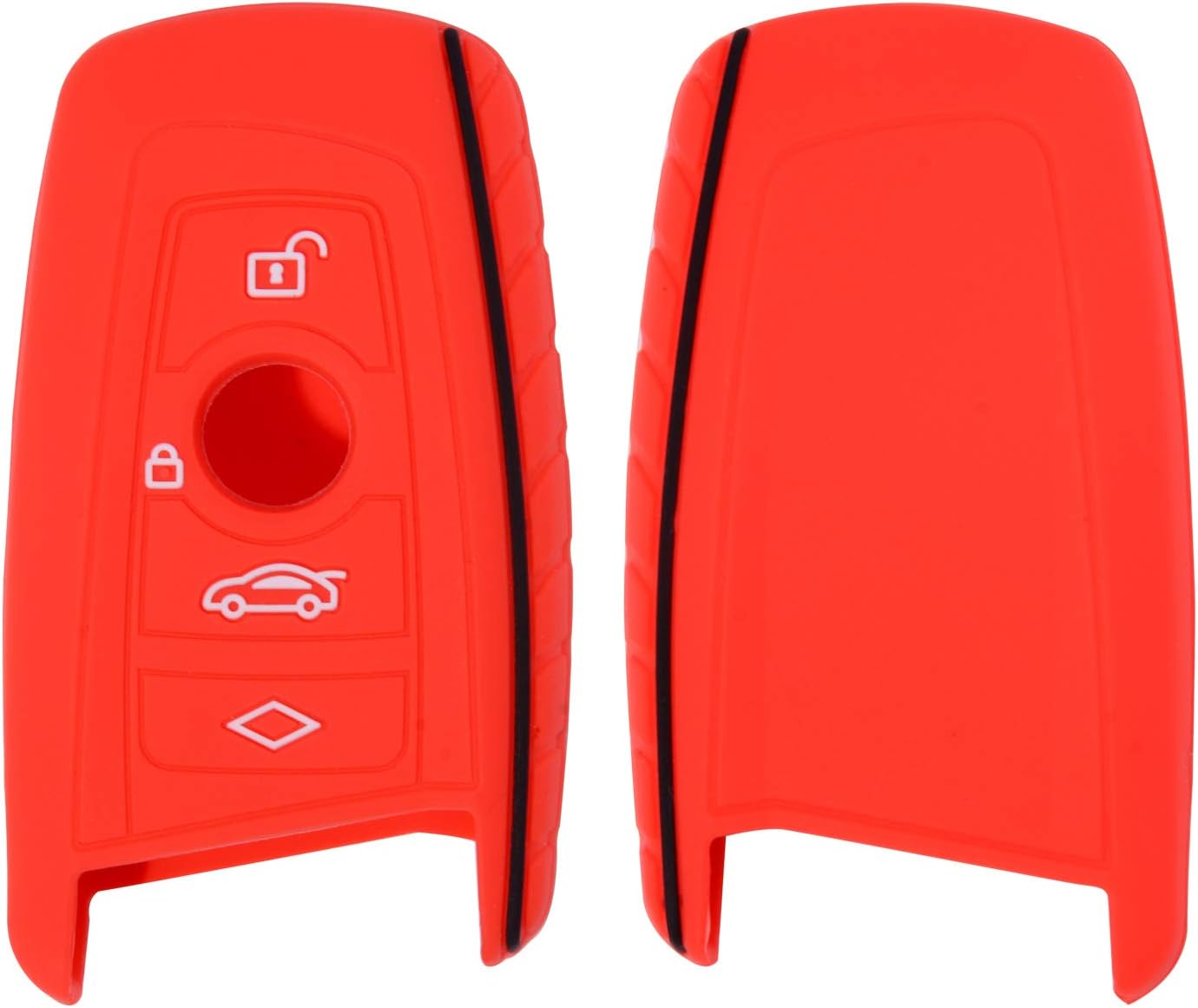 Funda silicona llave BMW trapezoidal 3 botones correa muñeca rojo