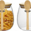 Tarros vidrio tapas bambú cuchara 28oz herméticos boca ancha