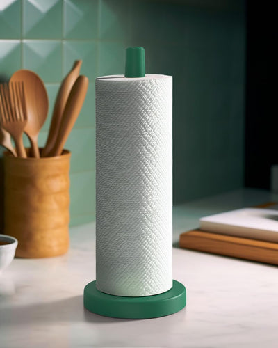 Toallero de madera KitchLife para encimera con base antideslizante verde oscuro
