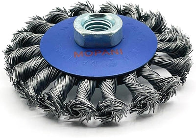 Cepillo rueda alambre 4pulg eje 5/8-11 acero carbono para amoladora