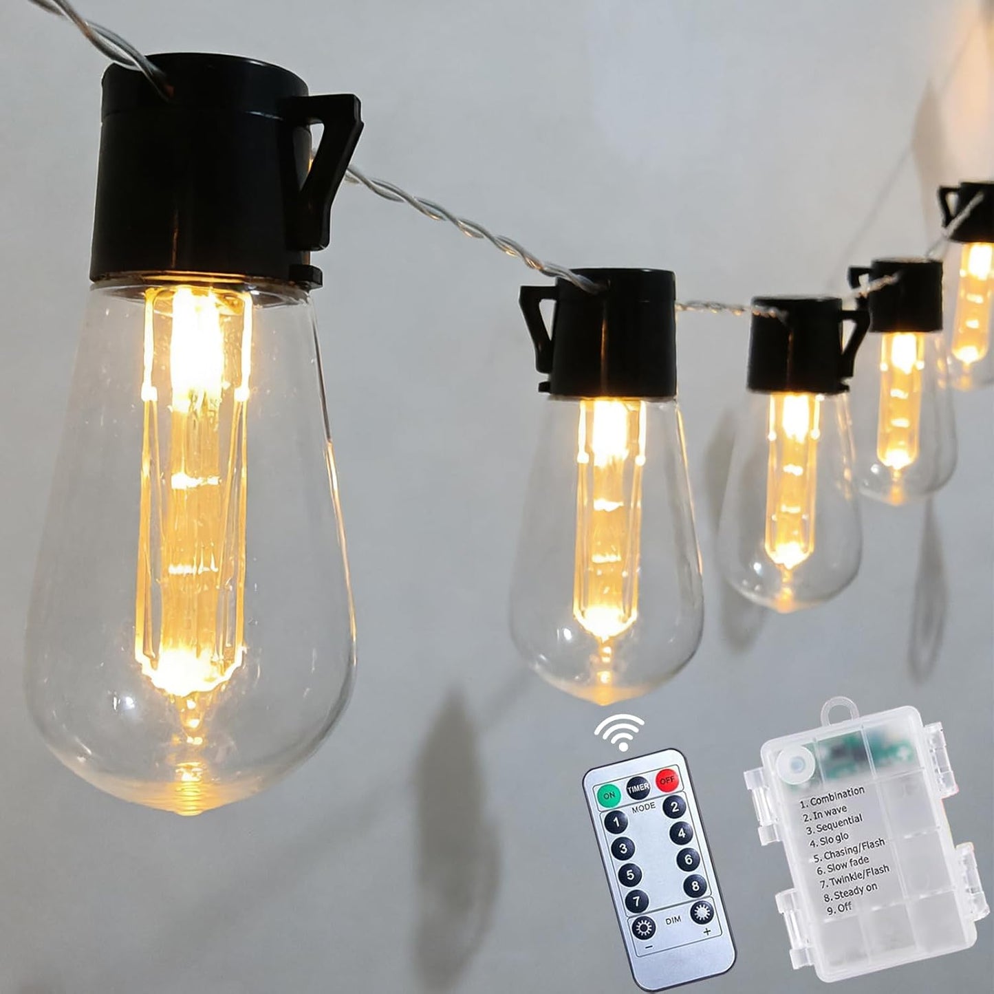 Guirnalda Luces Exteriores 6.8pulg 10 LED Impermeable Patio