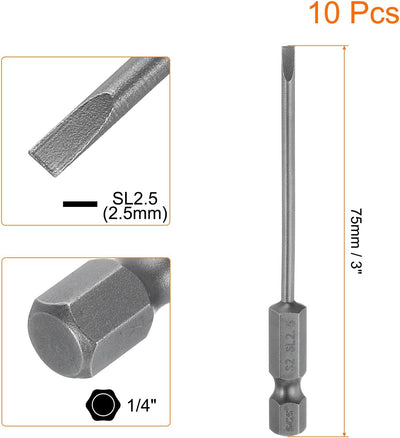 Brocas destornillador acero S2 1/4pulg hex 3pulg largo