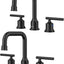 Grifo baño 3 agujeros negro 8pulg extendido con desagüe pop-up