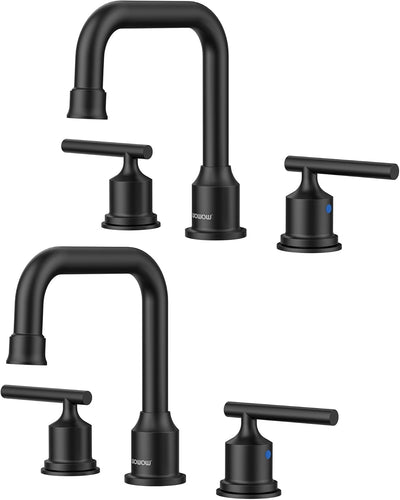 Grifo baño 3 agujeros negro 8pulg extendido con desagüe pop-up
